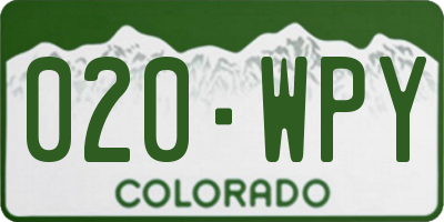 CO license plate 020WPY