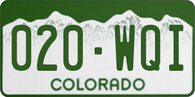 CO license plate 020WQI
