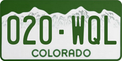 CO license plate 020WQL