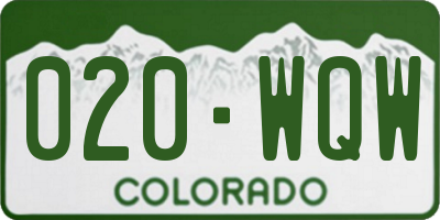 CO license plate 020WQW