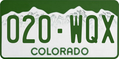 CO license plate 020WQX