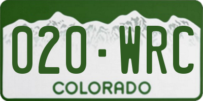 CO license plate 020WRC