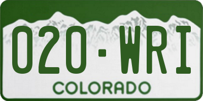 CO license plate 020WRI