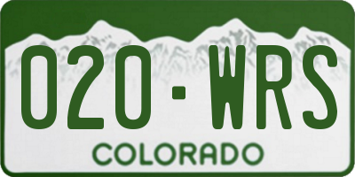 CO license plate 020WRS