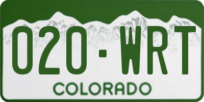 CO license plate 020WRT