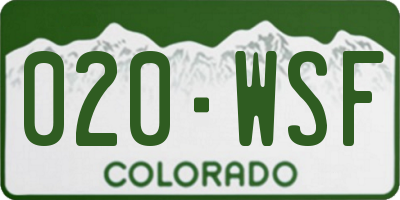 CO license plate 020WSF