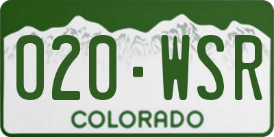 CO license plate 020WSR