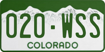 CO license plate 020WSS