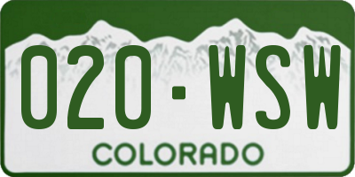 CO license plate 020WSW