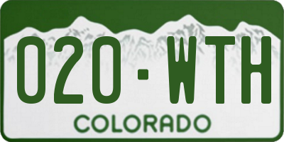 CO license plate 020WTH