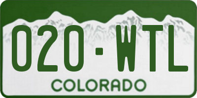 CO license plate 020WTL
