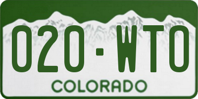 CO license plate 020WTO