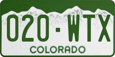 CO license plate 020WTX