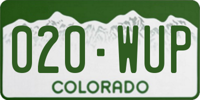 CO license plate 020WUP