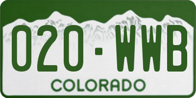 CO license plate 020WWB