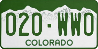 CO license plate 020WWO