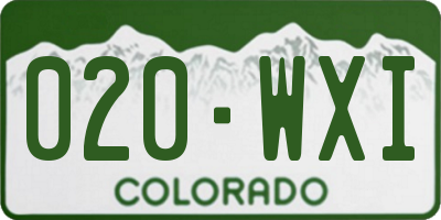 CO license plate 020WXI