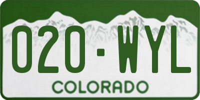 CO license plate 020WYL