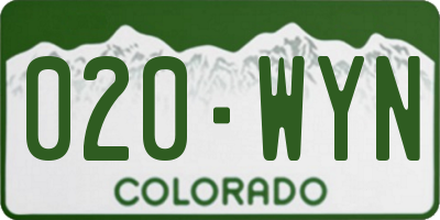 CO license plate 020WYN