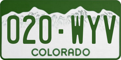 CO license plate 020WYV