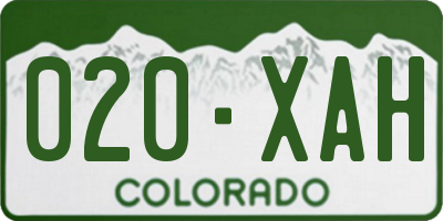 CO license plate 020XAH