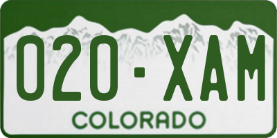 CO license plate 020XAM