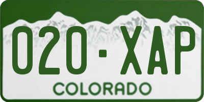 CO license plate 020XAP