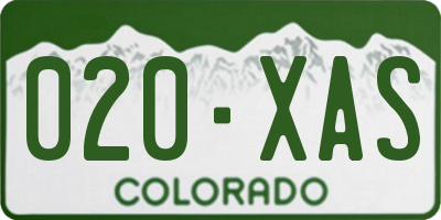 CO license plate 020XAS
