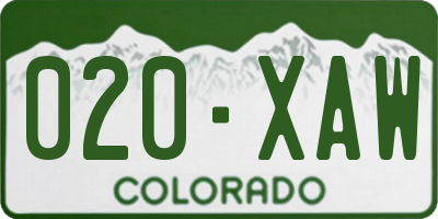 CO license plate 020XAW