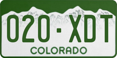 CO license plate 020XDT