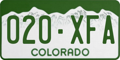 CO license plate 020XFA