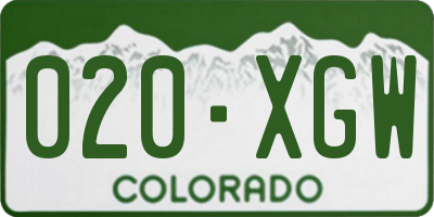 CO license plate 020XGW