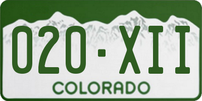 CO license plate 020XII