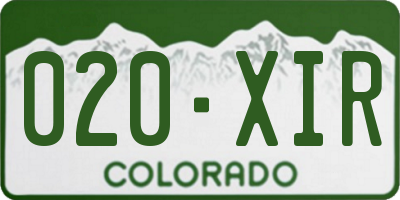 CO license plate 020XIR