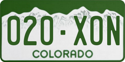 CO license plate 020XON