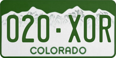 CO license plate 020XOR