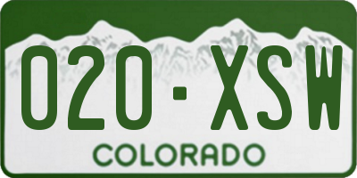 CO license plate 020XSW