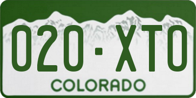 CO license plate 020XTO