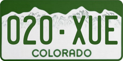 CO license plate 020XUE