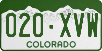 CO license plate 020XVW