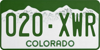 CO license plate 020XWR