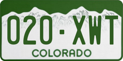 CO license plate 020XWT