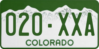 CO license plate 020XXA