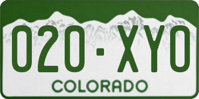 CO license plate 020XYO