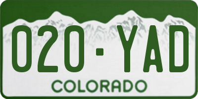 CO license plate 020YAD
