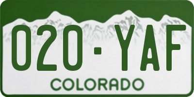 CO license plate 020YAF