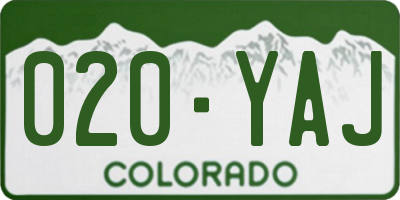 CO license plate 020YAJ