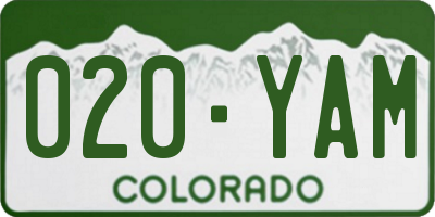 CO license plate 020YAM