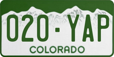 CO license plate 020YAP