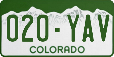CO license plate 020YAV